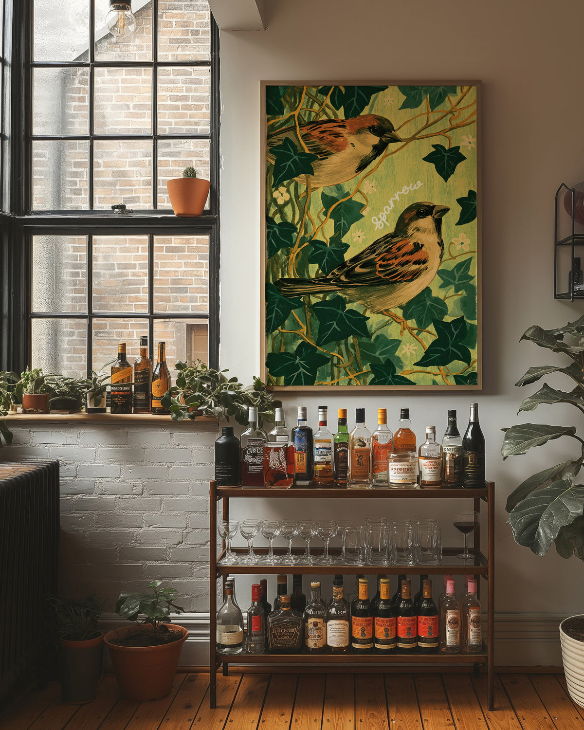 Sparrows in the Ivy Vines