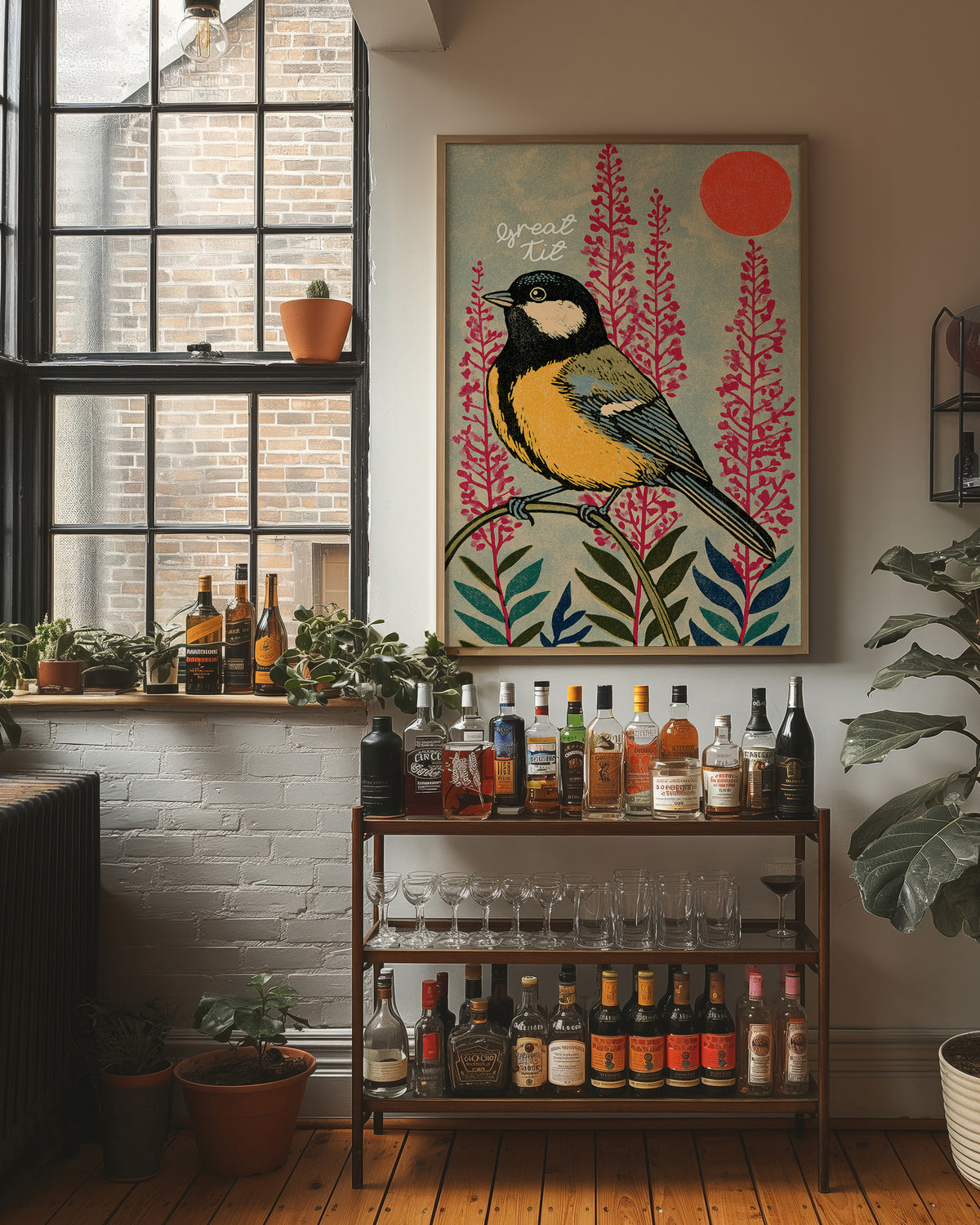 Great Tit and Rising Sun