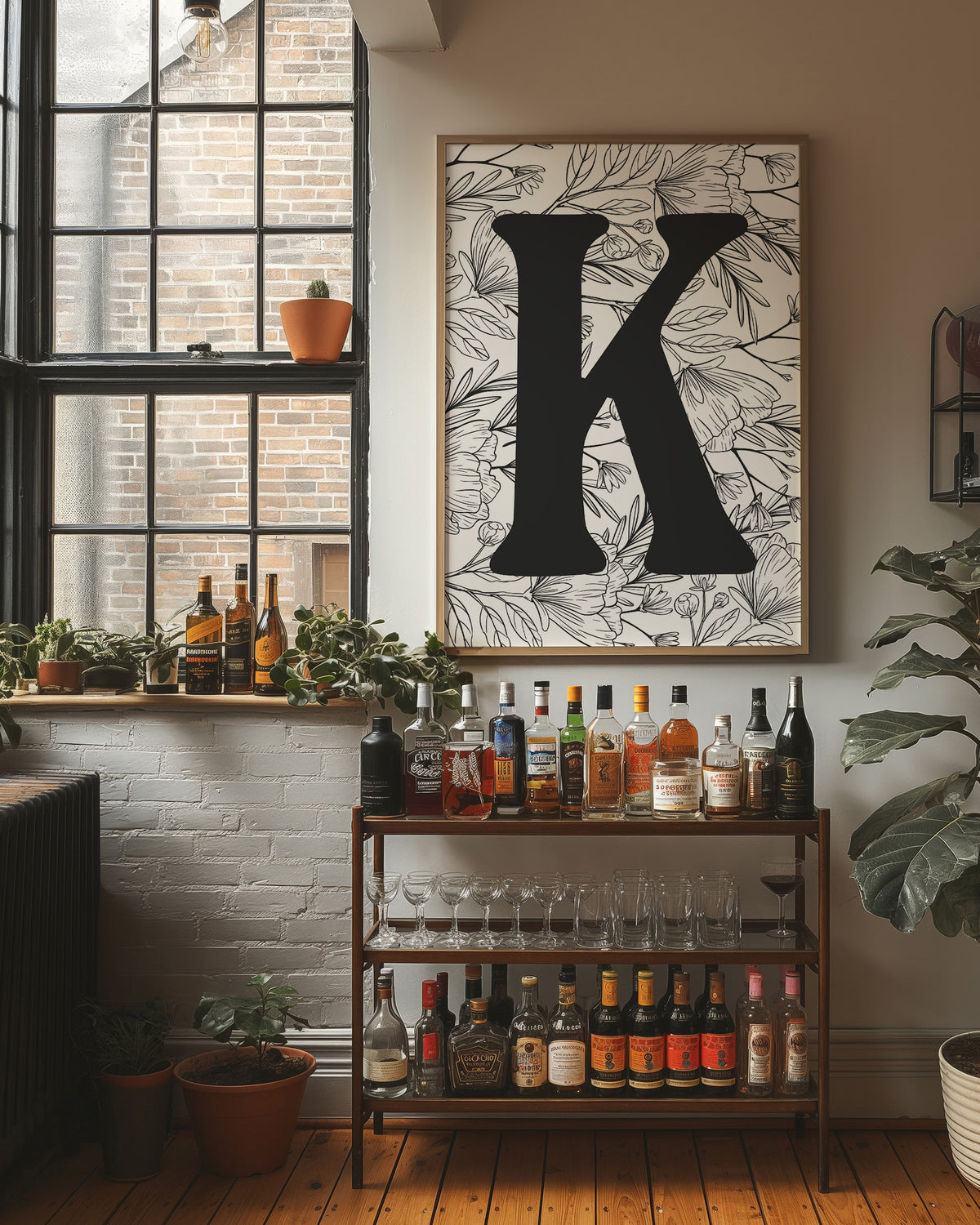 Botanical Letter K Monogram