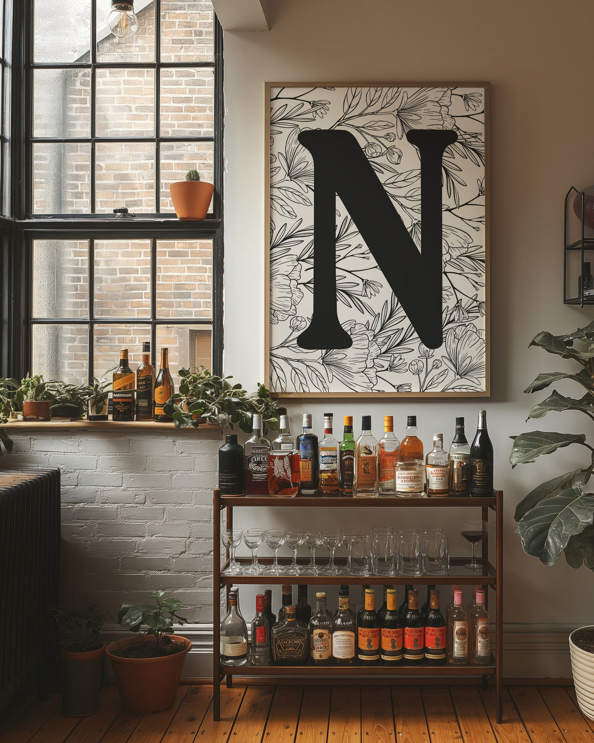 Botanical Letter N Monogram
