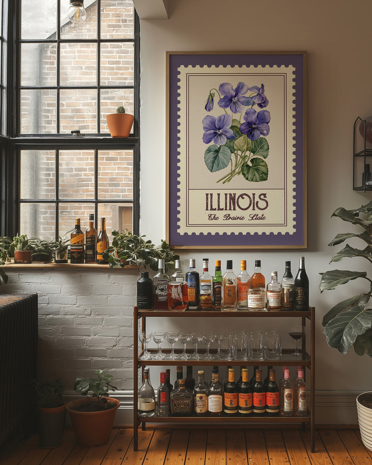 Illinois Violet Watercolor Stamp