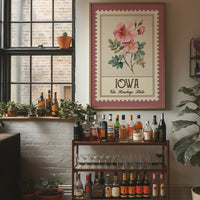 Iowa Wild Rose Watercolor Stamp
