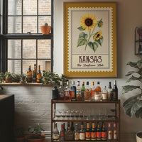 Kansas Sunflower Watercolor Stamp
