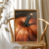 Stem Cell Of The Season, framed print resting on a wooden chair beside sheer curtains