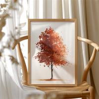Shedding Season, No Apologies, framed print resting on a wooden chair beside sheer curtains