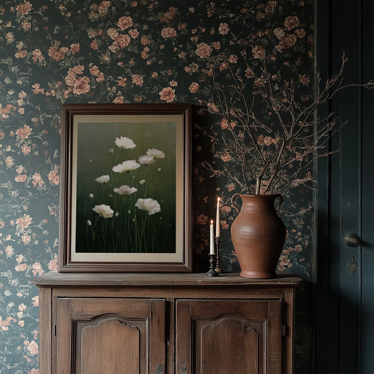 White Blooms in Quiet Green