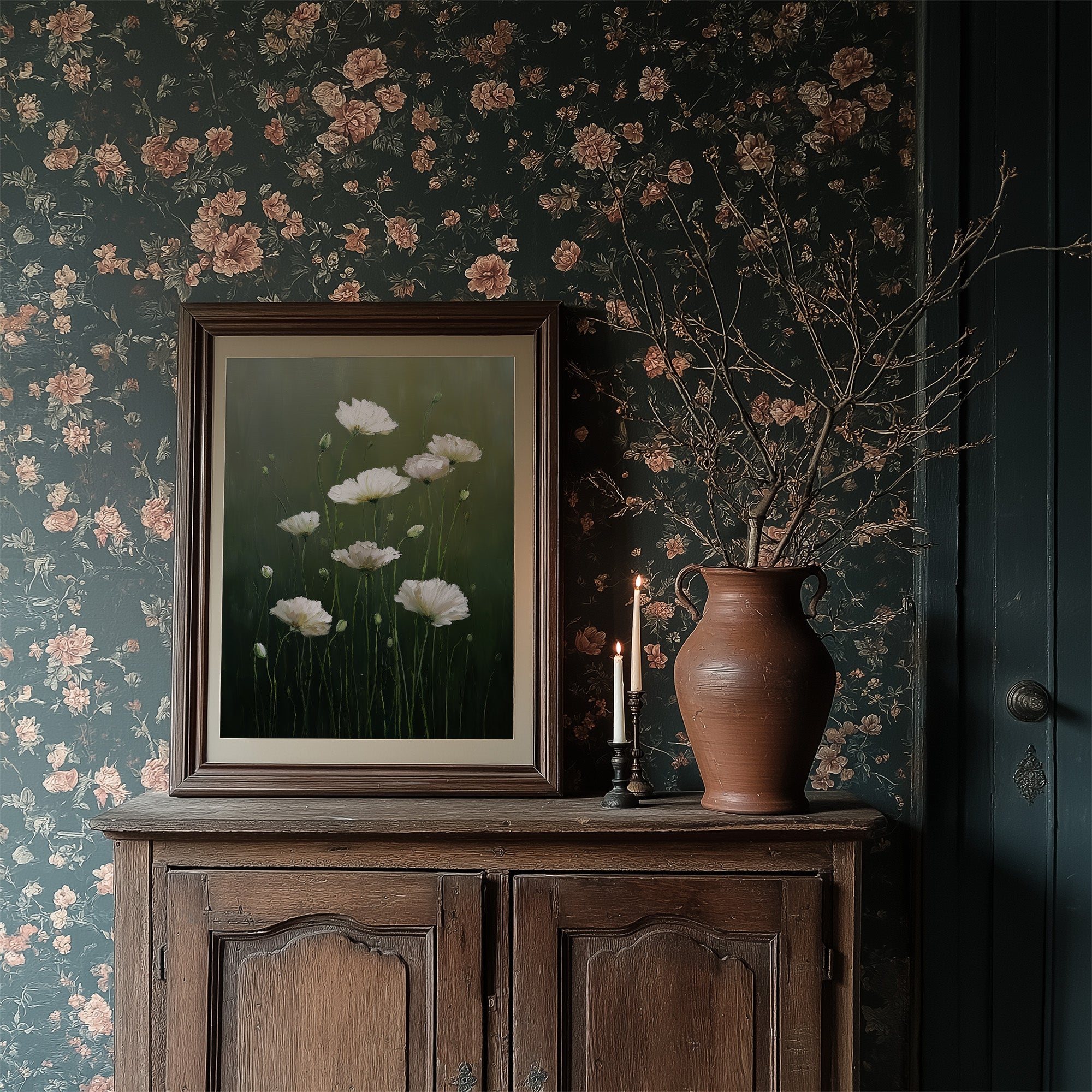 White Blooms in Quiet Green