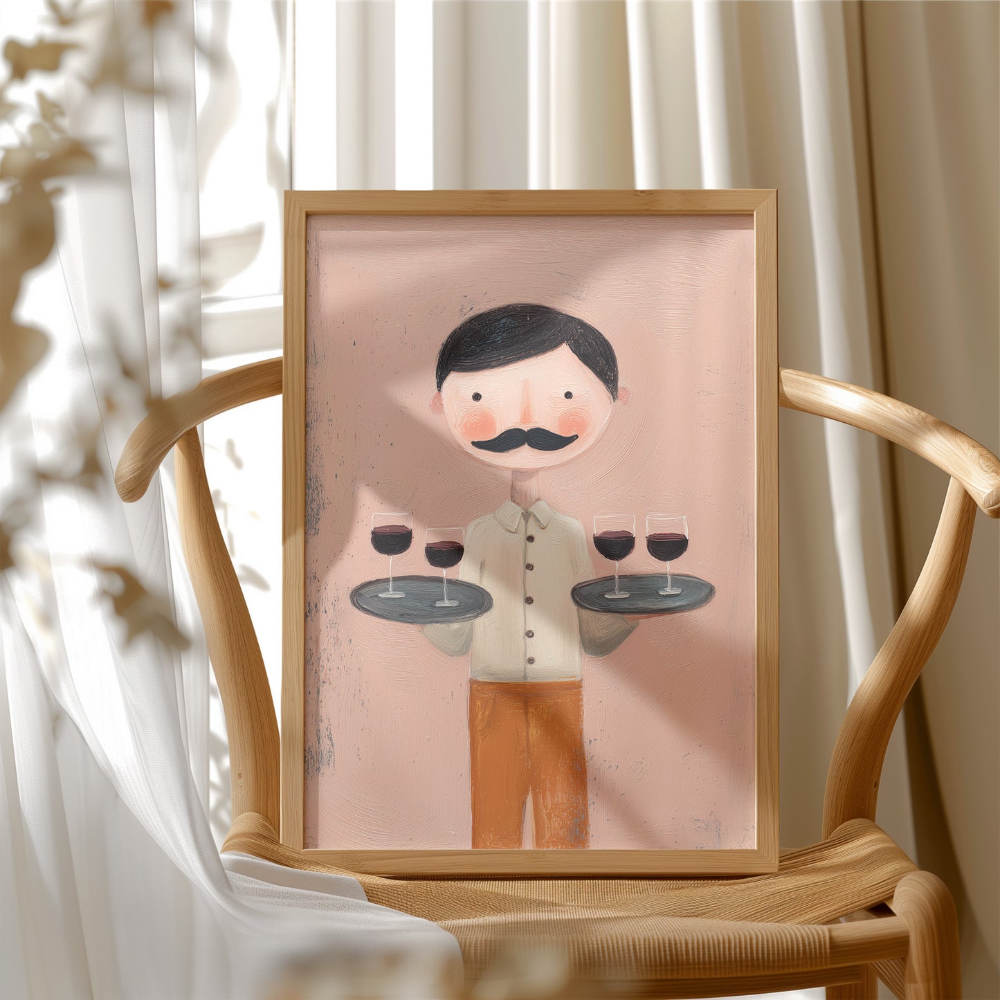 Whimsical Waiter with Red Wine