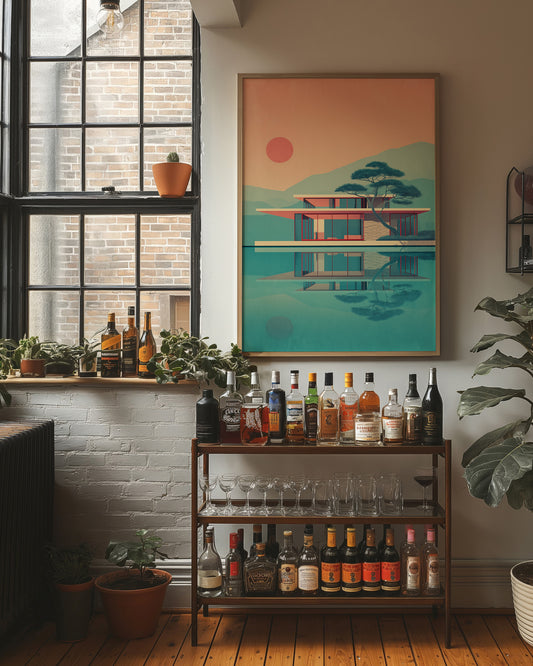 Mid Century Modern House at Sunset