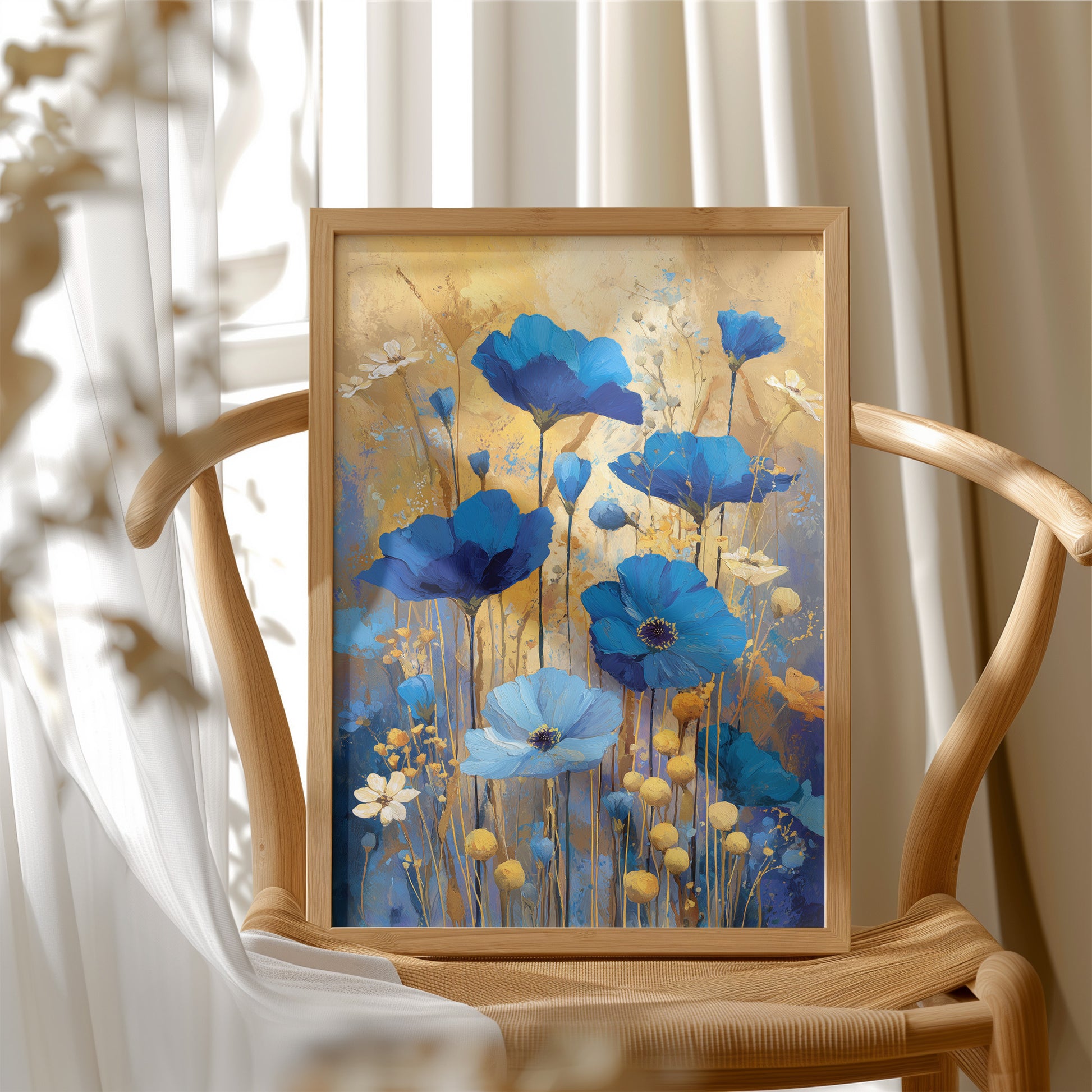 Blue Petals in Golden Light