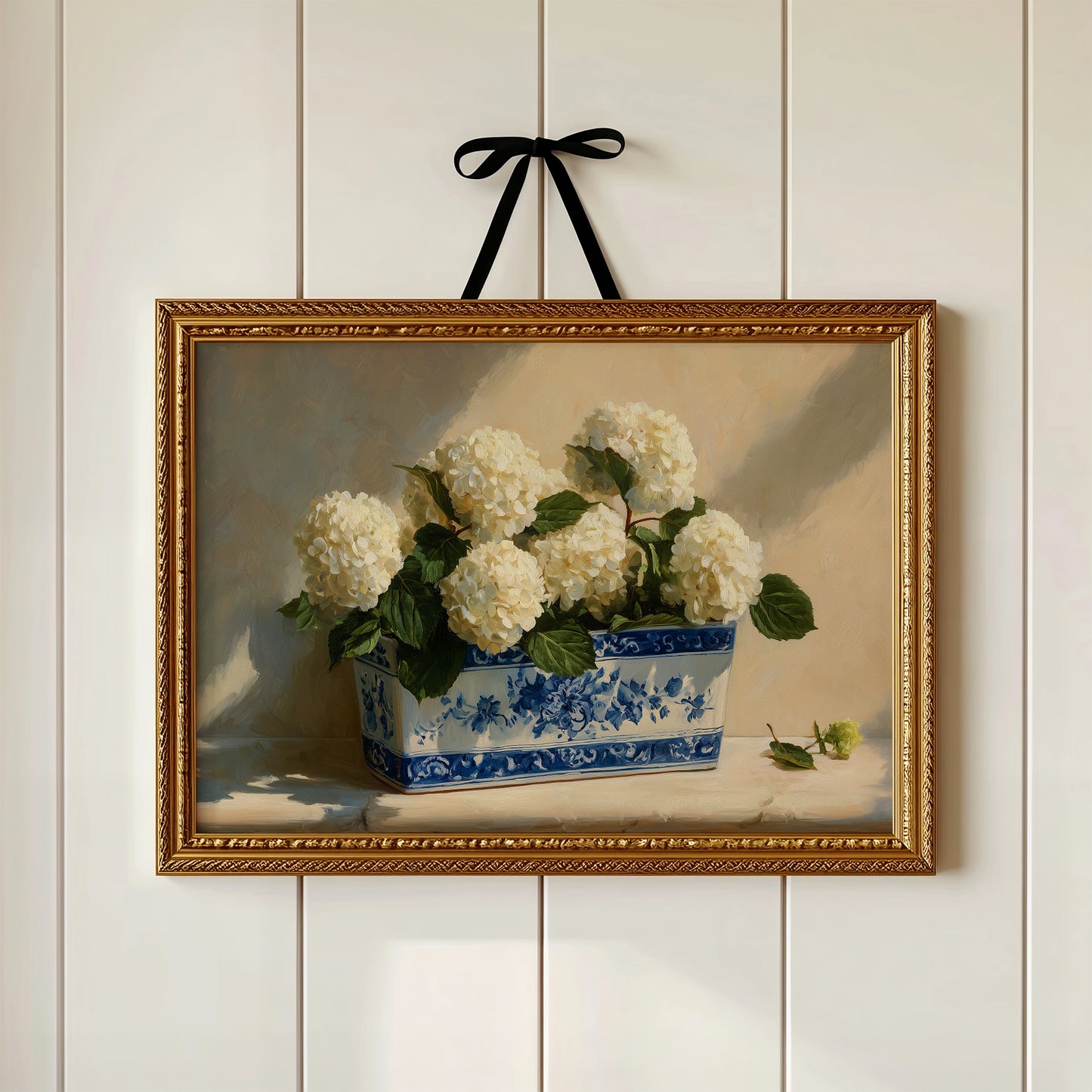 White Blooms in Blue Porcelain