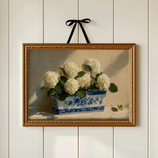 White Blooms in Blue Porcelain