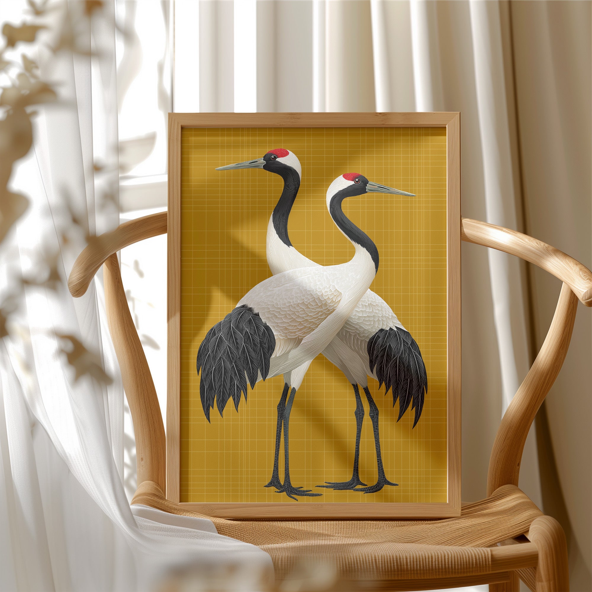 Twin Cranes on Golden Grid