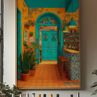 Turquoise Doorway in Sunlit Cantina