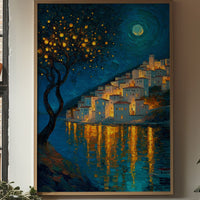 Moonlit Village Of Golden Light