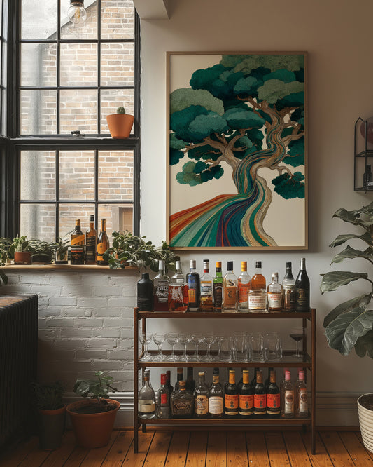 River of Color Through Pines