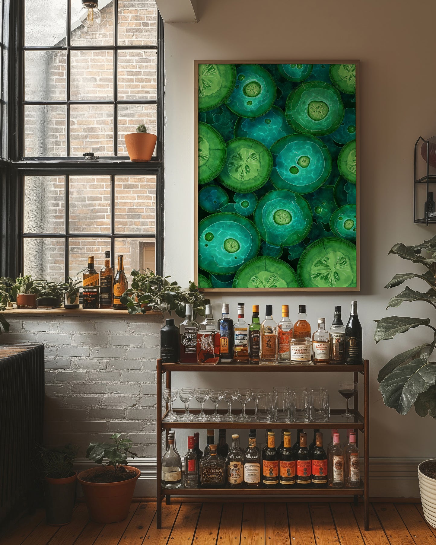 Emerald Slices in Still Water