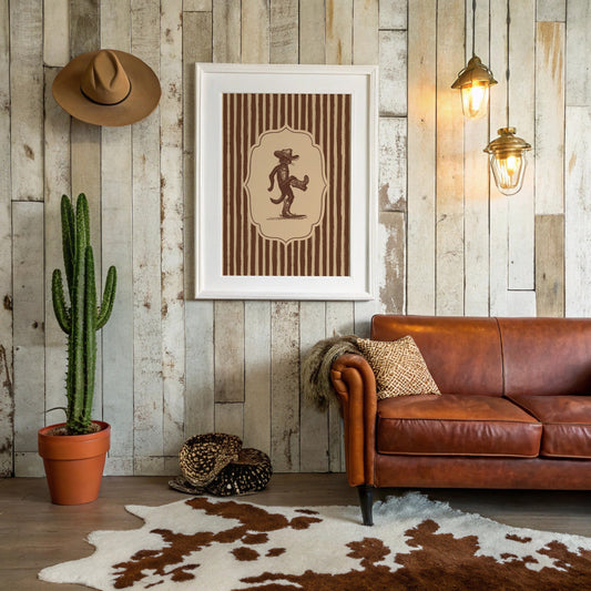 Dancing Cowboy Cat Vintage Print