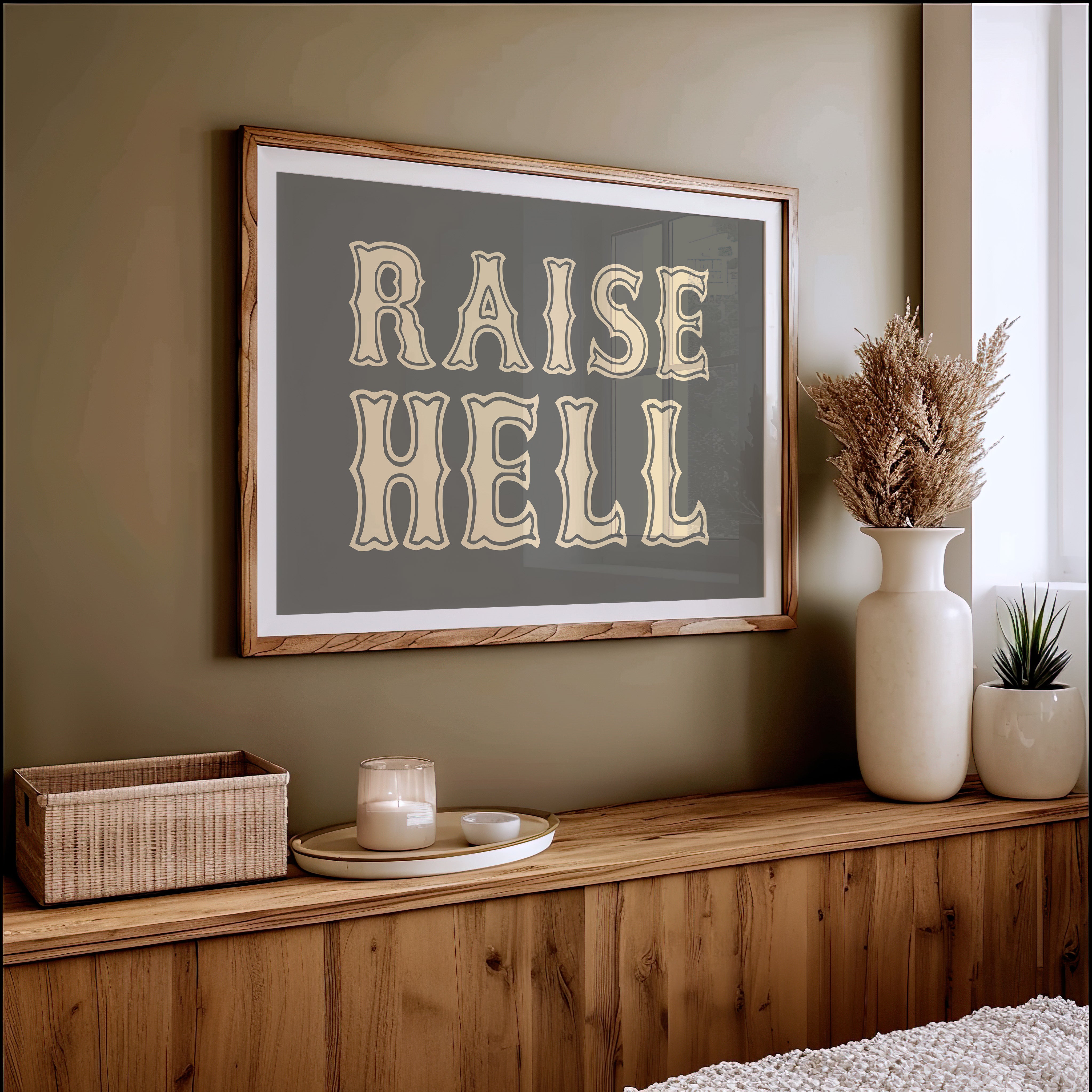Raise Hell Western Typography Wall Art