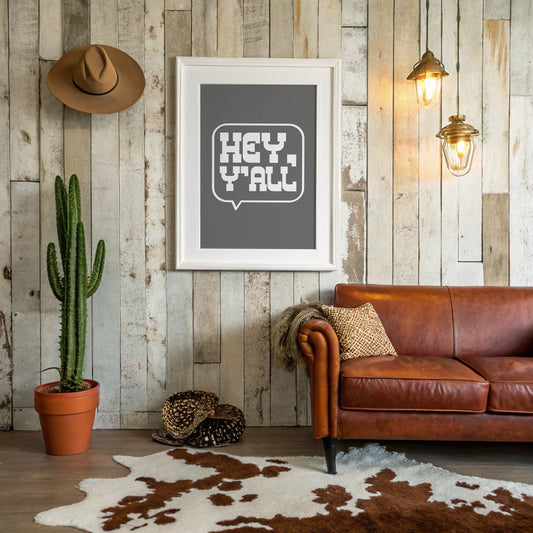 Hey Y All Western Speech Bubble Sign