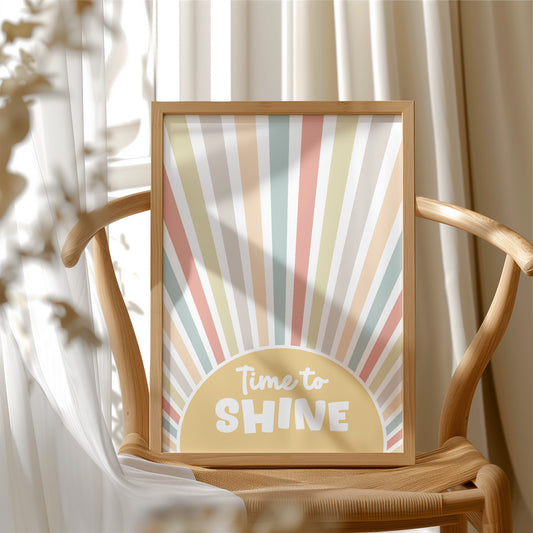 Time To Shine Retro Sunburst Print