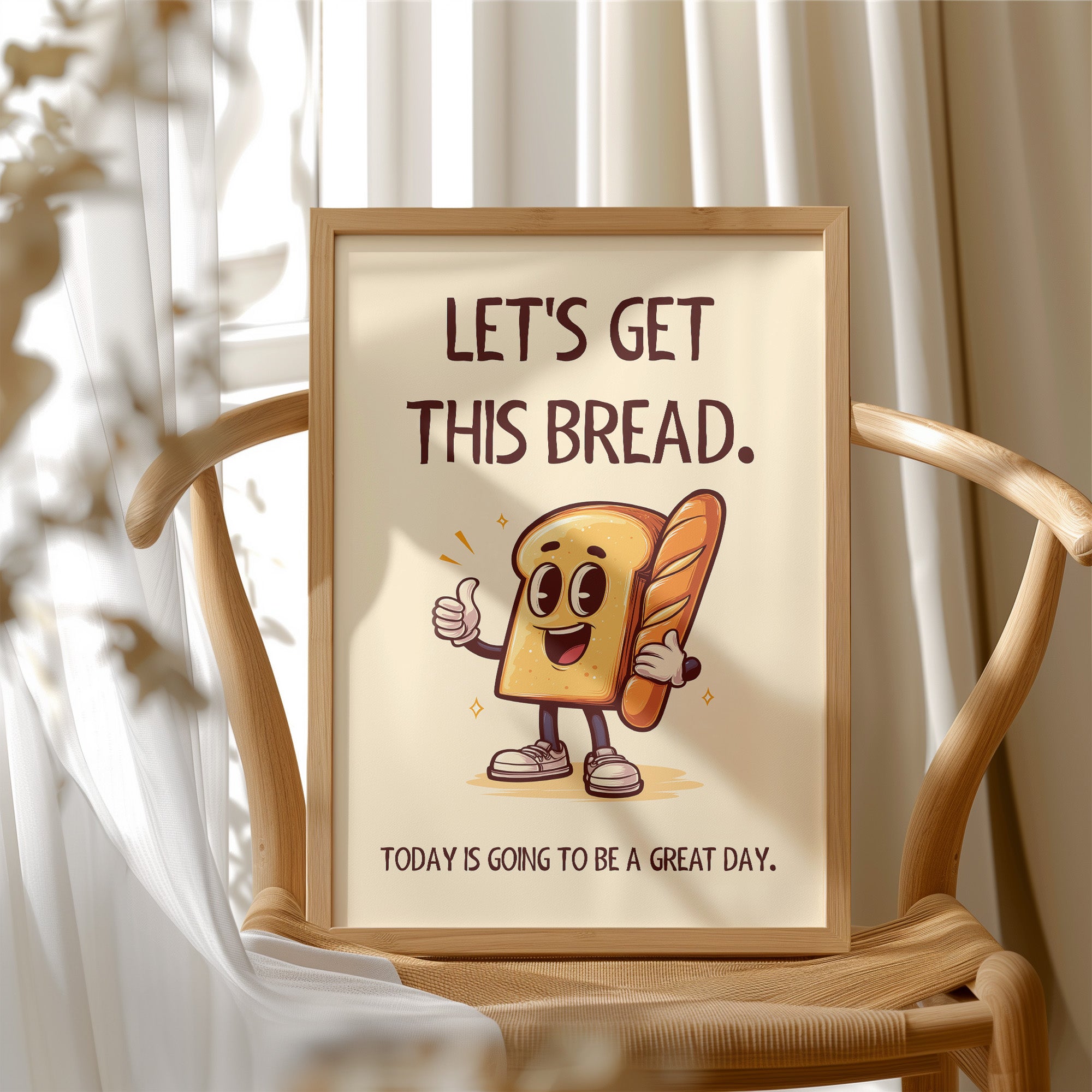 Lets Get This Bread Funny Food Quote Print