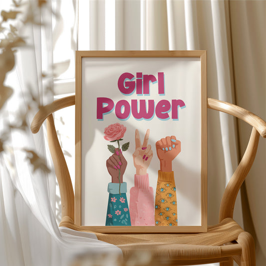 Girl Power Feminist Illustration Quote Print