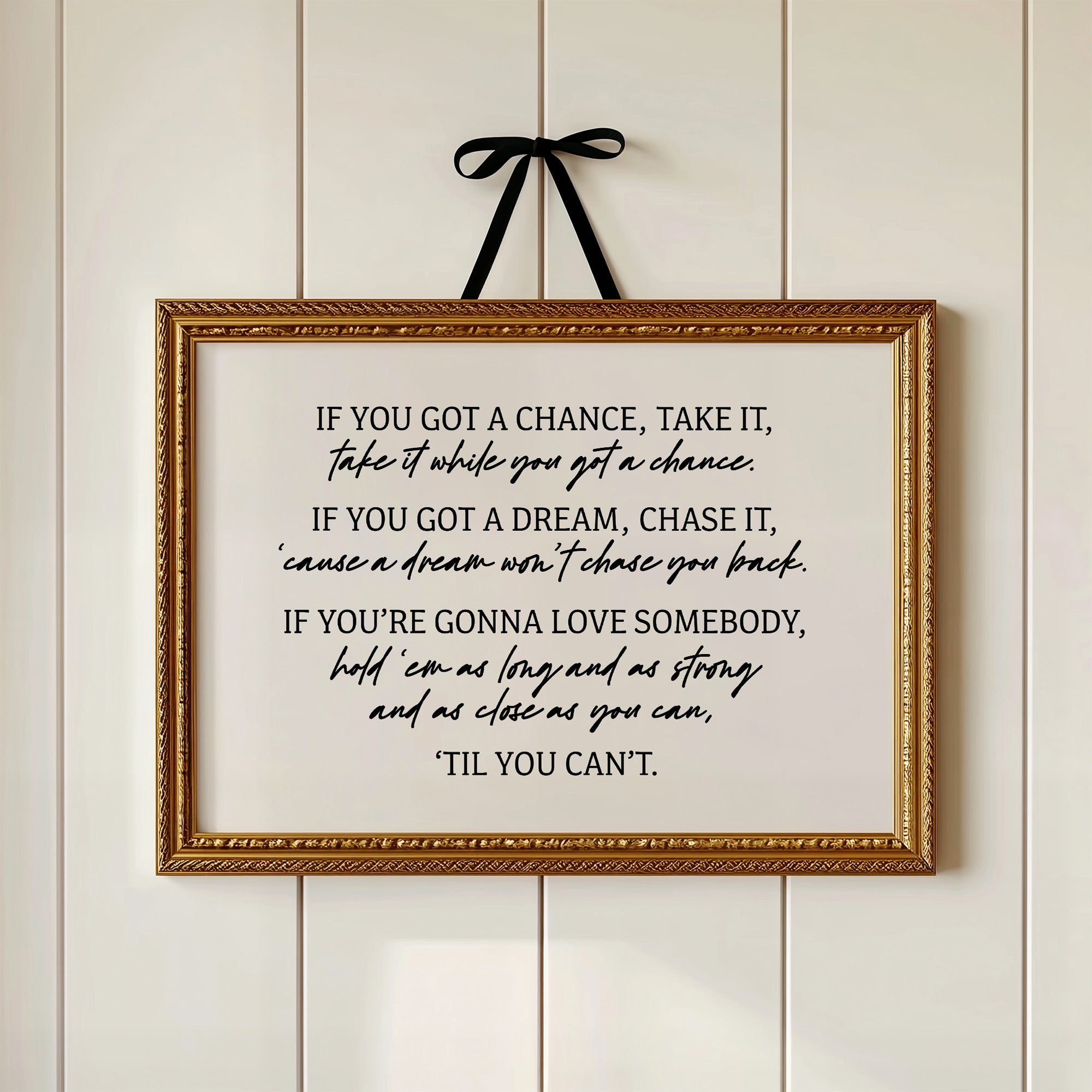 Til You Can't Lyric Canvas Art