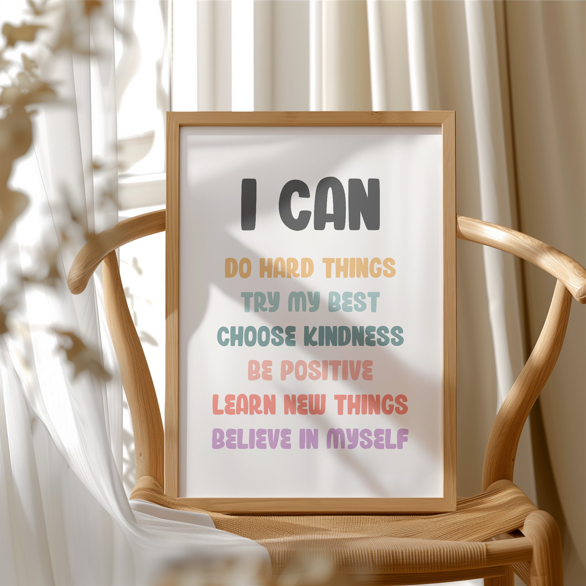 I Can Affirmations Kids Motivation Poster