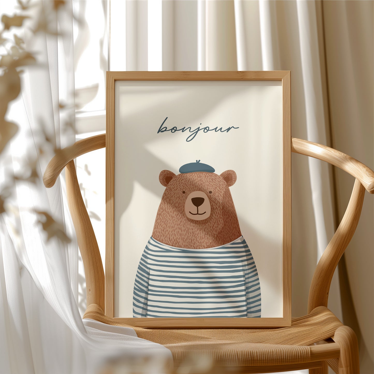 Bonjour French Bear Illustration