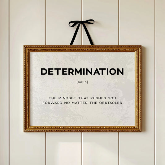Determination Definition Canvas Art | Bold Motivational Typography Print for Home Office, Gym or Entrepreneur Décor