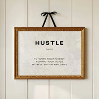 Hustle Definition Canvas Art | Bold Motivational Typography Print for Home Office, Gym or Entrepreneur Décor