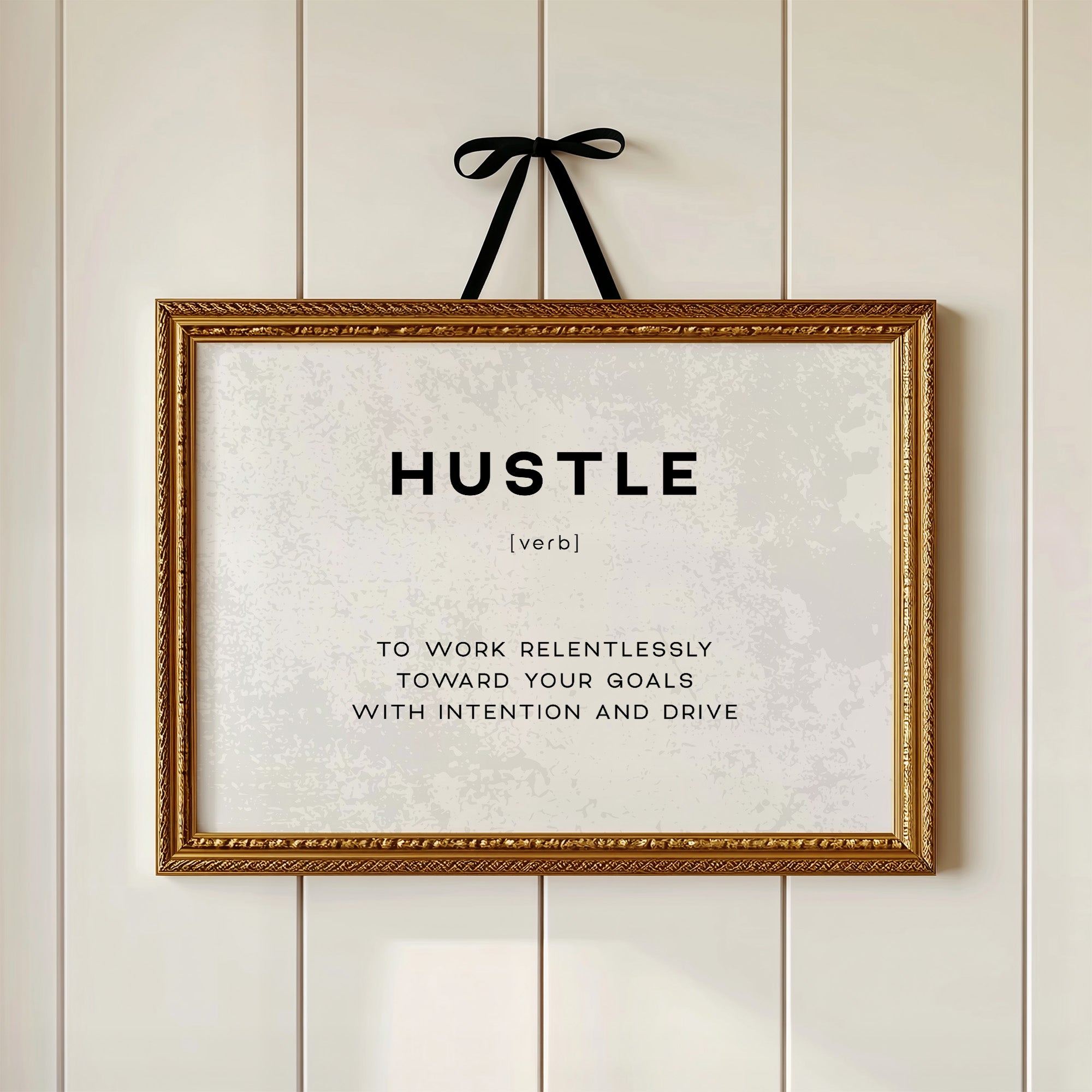 Hustle Definition Canvas Art | Bold Motivational Typography Print for Home Office, Gym or Entrepreneur Décor
