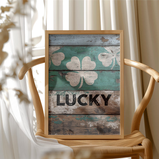 Painted Lucky on Old Wood