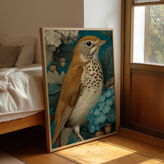 The Thrush Among Forget-Me-Nots