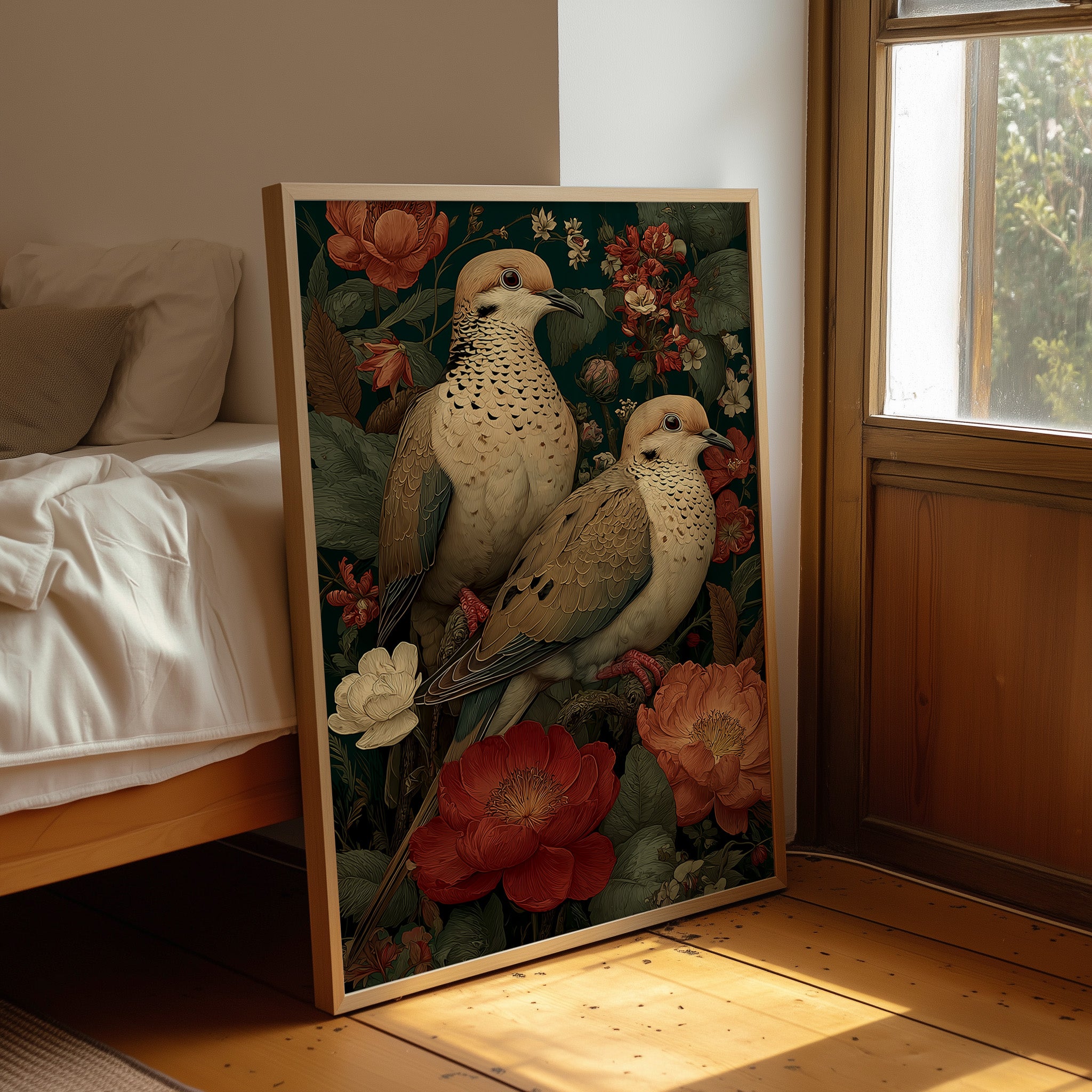 Two Doves Among the Roses