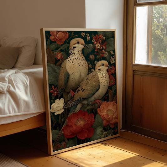 Two Doves Among the Roses