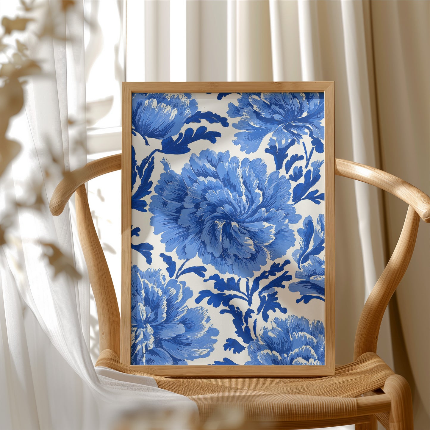 Blue Peonies on Fine China