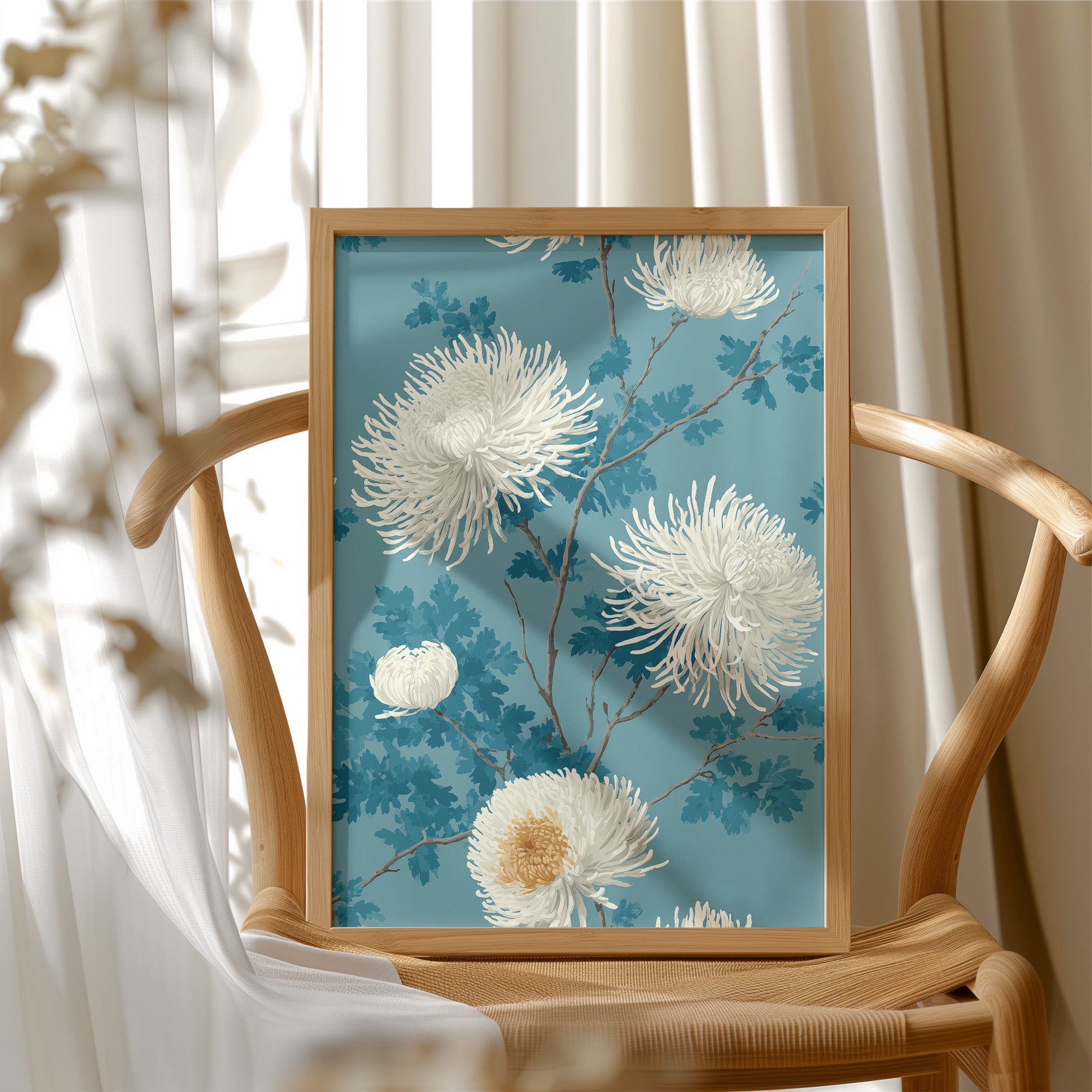 White Chrysanthemums on Still Water