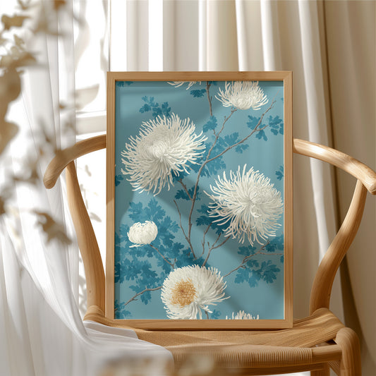 White Chrysanthemums on Still Water