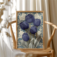 Midnight Tulips Against the Plasterwork