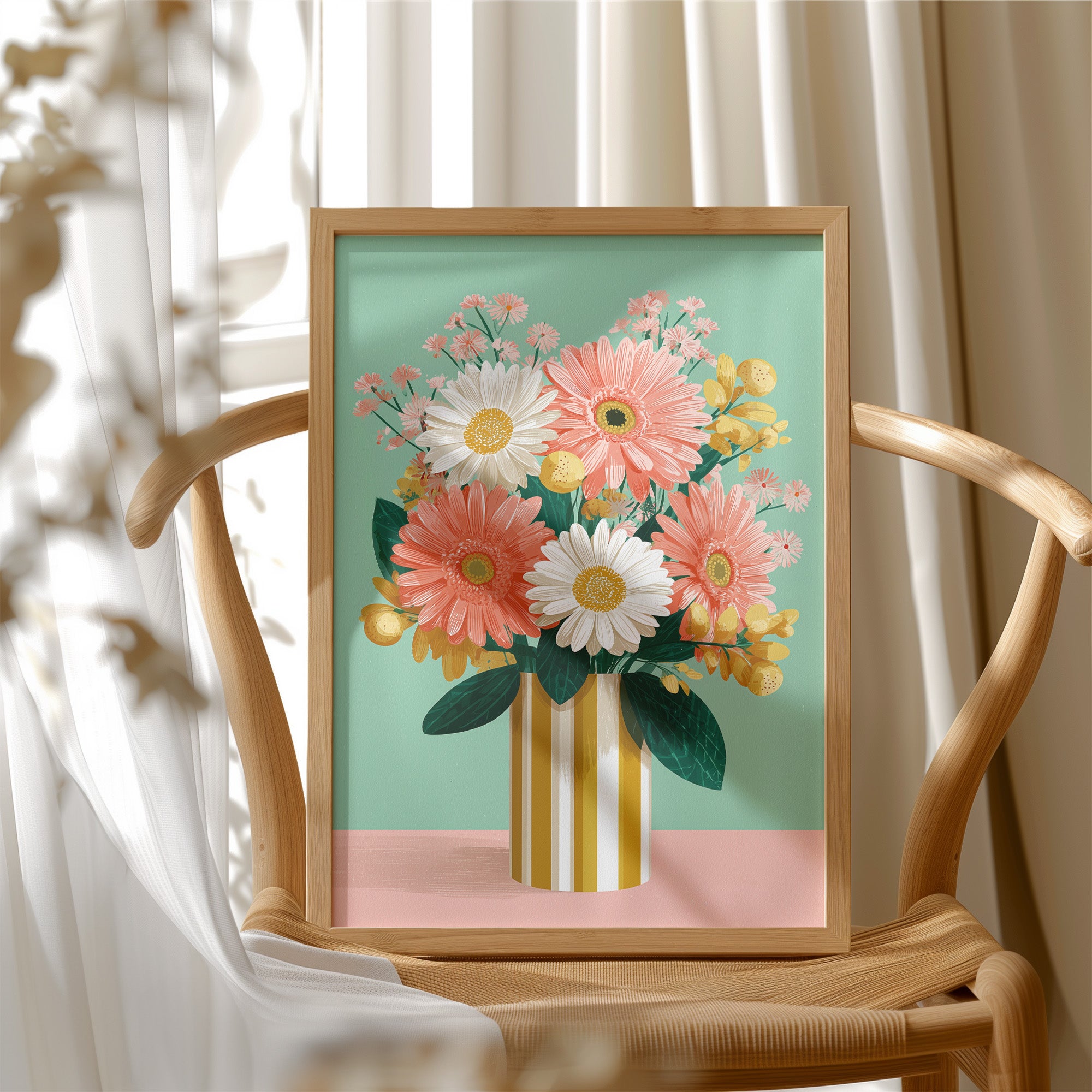 Sunday Flowers in a Striped Vase