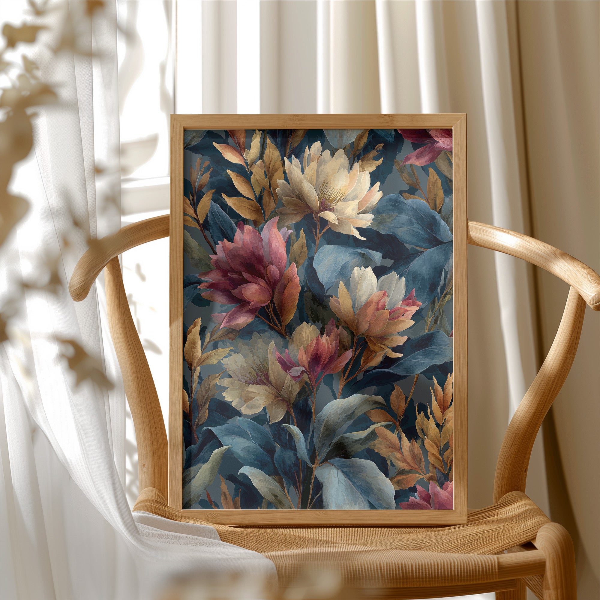 Autumn Magnolias in a Blue Room
