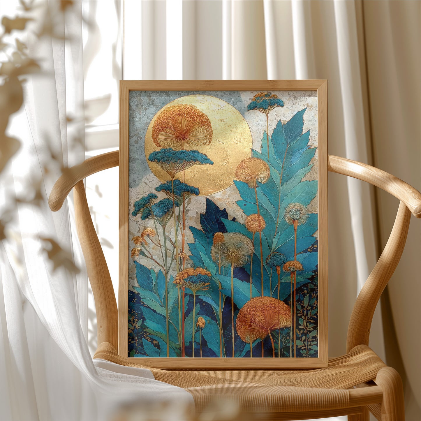 Gold Blooms Against a Gilded Moon