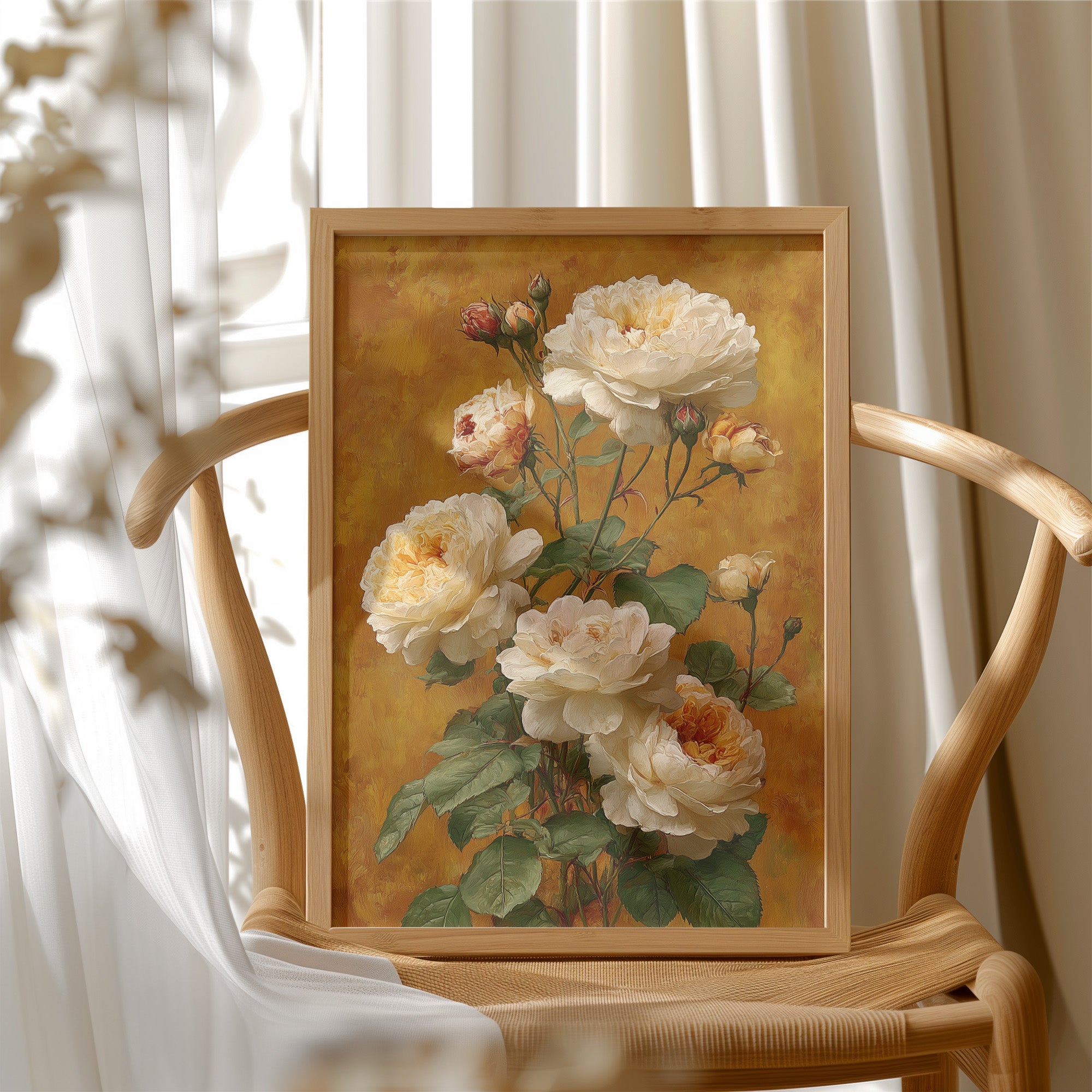 Cream Roses on a Golden Afternoon