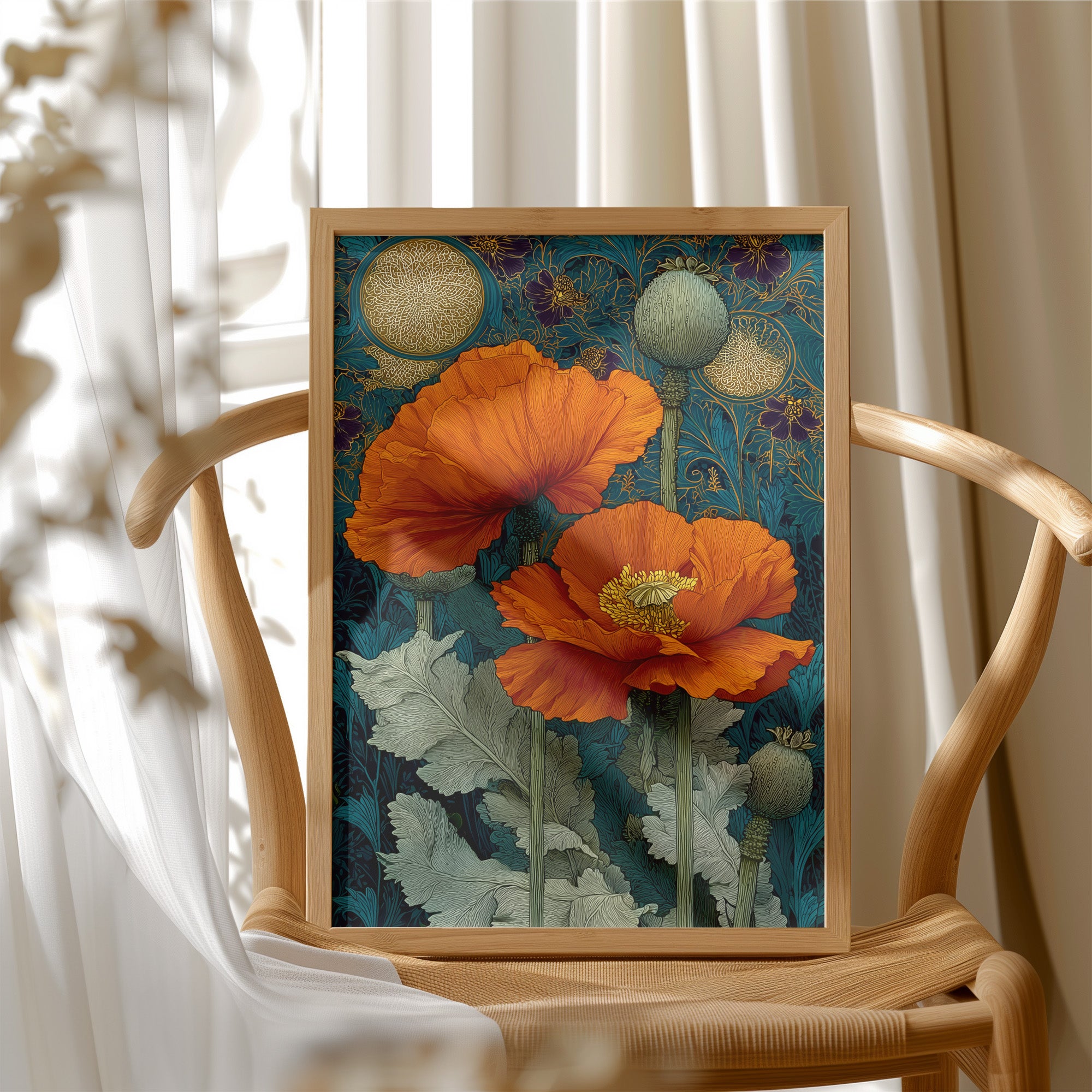 Poppies Under a Gold Moon