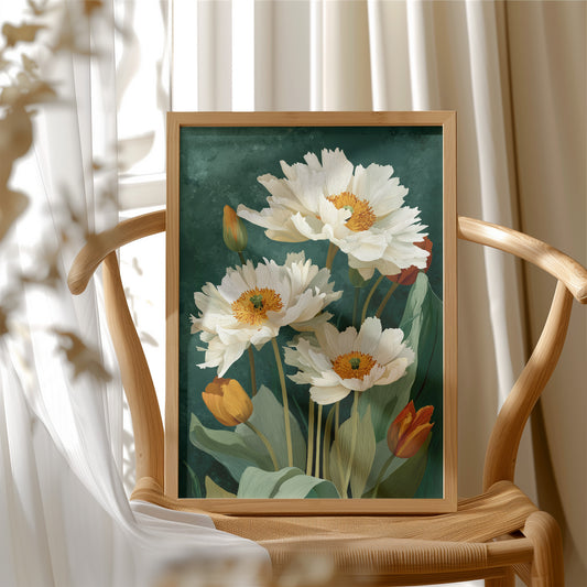 White Peonies and a Few Good Tulips