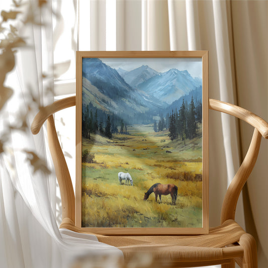 Two Horses, One Quiet Valley