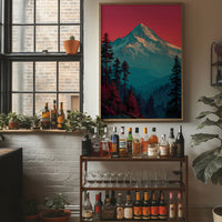 Crimson Sky Over Teal Peak