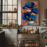 Cobalt Blooms in a Striped Vase